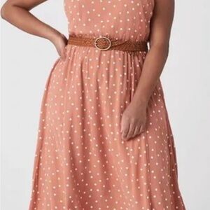 Lane Bryant Peach Polka Dot Midi Dress